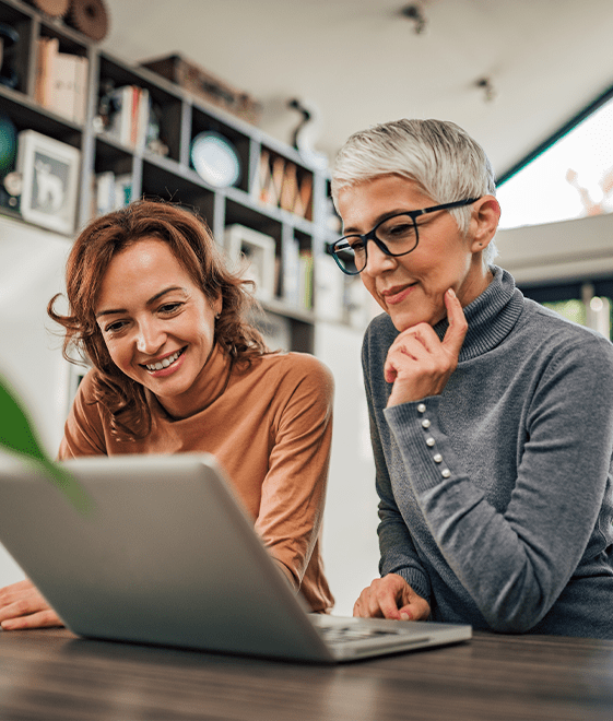 A Women Executive Coach working with her female CEO client. 